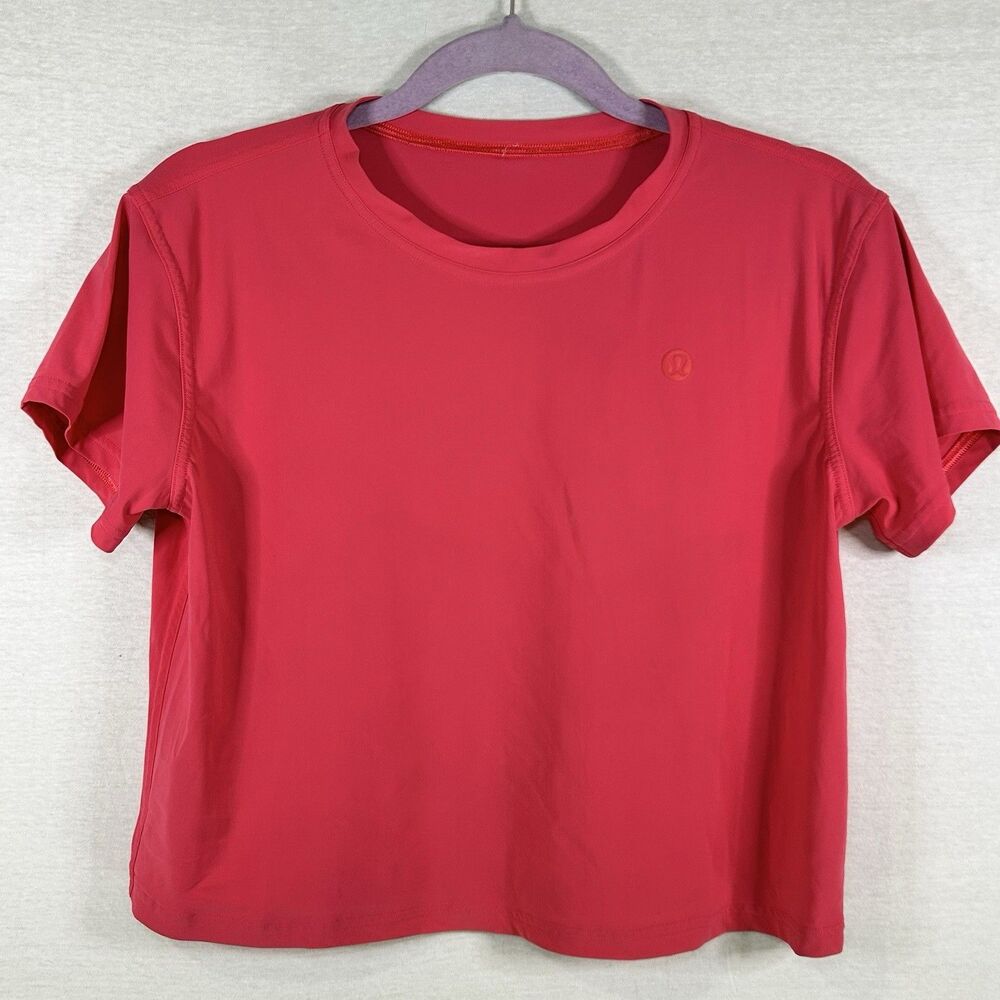 Lululemon Woman Pink/Coral High-Neck Running And Training T-Shirt Mesh